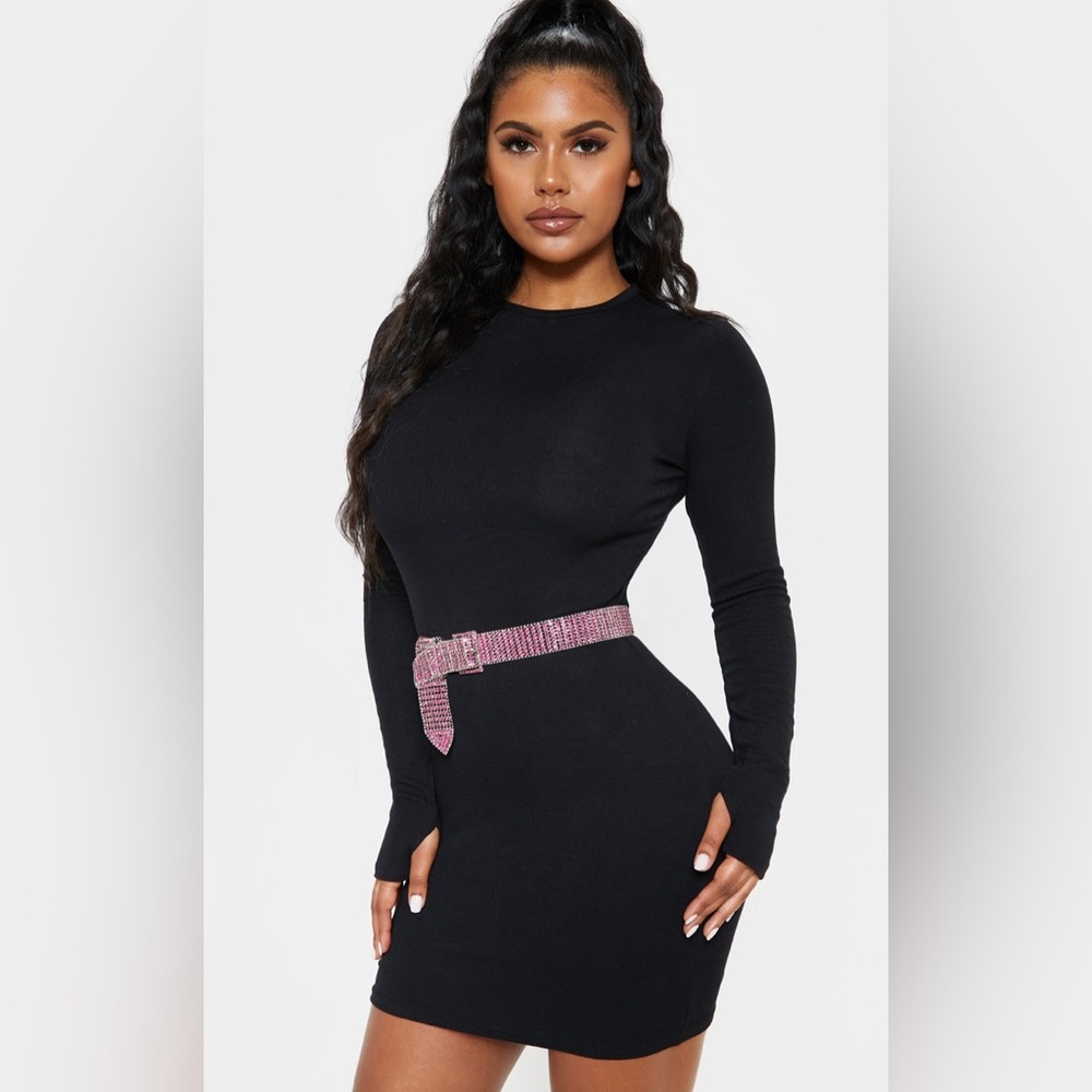 Black Thumbhole Mini Dress